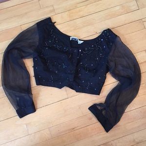 Vintage Boho Beaded Crop Blouse